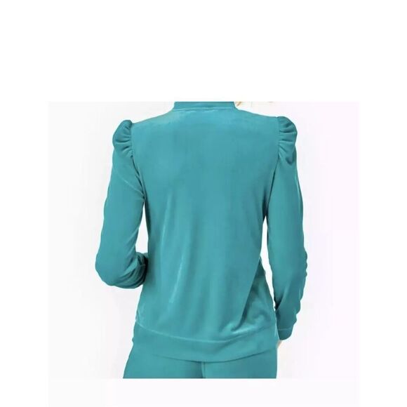LILLY PULITZER Teal Velour Zip Up Jacket S - Picture 3 of 10